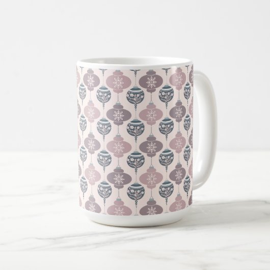 Roze en Paarse Ornament Kerstkoffie mok (Voorkant rechts)