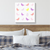 Roze en Paarse paasvogels met vogelpest Canvas Afdruk (Insitu (Slaapkamer))