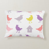 Roze en Paarse paasvogels met vogelpest Decoratief Kussen (Achterkant)