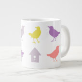 Roze en Paarse paasvogels met vogelpest Grote Koffiekop (Voorkant rechts)