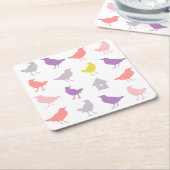 Roze en Paarse paasvogels met vogelpest Kartonnen Onderzetters (Schuin)