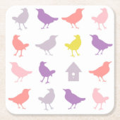Roze en Paarse paasvogels met vogelpest Kartonnen Onderzetters (Voorkant)