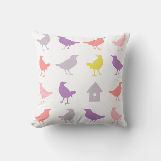 Roze en Paarse paasvogels met vogelpest Kussen (Voorkant)