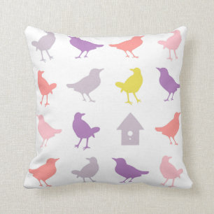 Roze en Paarse paasvogels met vogelpest Kussen