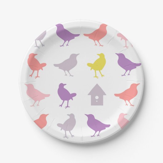 Roze en Paarse paasvogels met vogelpest Papieren Bordje (Voorkant)
