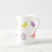 Roze en Paarse paasvogels met vogelpest Porselein Kop (Voorkant rechts)