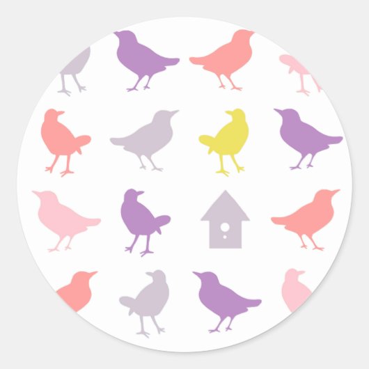 Roze en Paarse paasvogels met vogelpest Ronde Sticker (Voorkant)