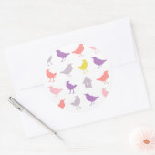 Roze en Paarse paasvogels met vogelpest Ronde Sticker (Envelop)