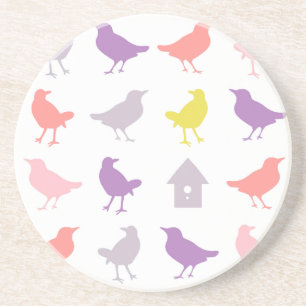 Roze en Paarse paasvogels met vogelpest Zandsteen Onderzetter