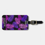 Roze en Paarse Palmbladeren Bagagelabel (Voorkant horizontaal)