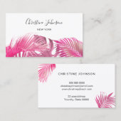 Roze en paarse palmbladeren visitekaartje (Voorkant / Achterkant)