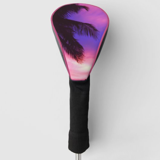 Roze en Paarse palmzonnebank Golfheadcover (Voorkant)