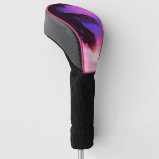 Roze en Paarse palmzonnebank Golfheadcover (Schuin)