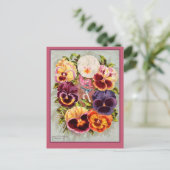  roze en Paarse Pansies -  kunst Briefkaart (Staand voorkant)