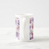 Roze en Paarse Pansy Bone China Mok (Achterkant)