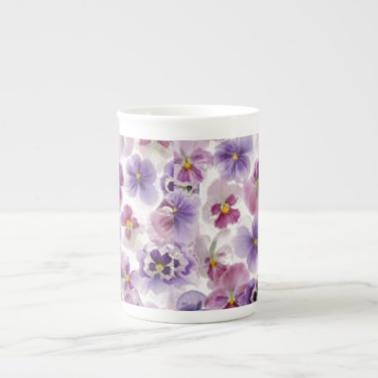 Roze en Paarse Pansy Bone China Mok (Voorkant)