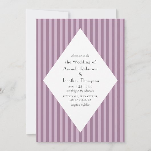 Roze en Paarse Paris Art Deco bruiloft Kaart (Voorkant)