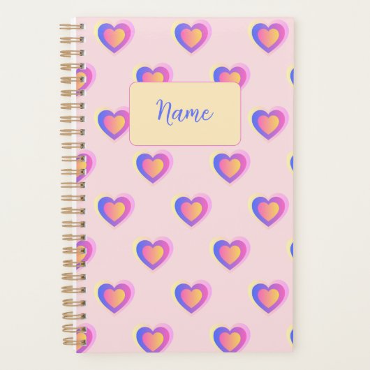 Roze en paarse pastel harten planner (Voorkant)