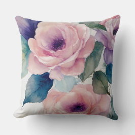 Roze en Paarse pastel Rozen Kussen