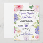 Roze en Paarse Pastel Wildflowers Wedding Kaart (Voorkant / Achterkant)