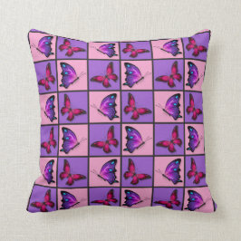 Roze en Paarse patchwork Butterflies Kussen