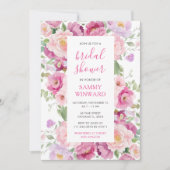 Roze en Paarse Peony Flowers Vrijgezellenfeest Kaart (Voorkant)