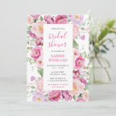 Roze en Paarse Peony Flowers Vrijgezellenfeest Kaart (Staand voorkant)