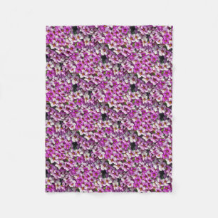 roze en paarse petunia (blokletters) fleece deken