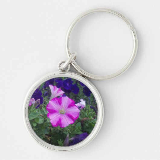 Roze en Paarse Petunias Sleutelhanger (Voorkant)