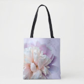 Roze en Paarse Pioen Gepersonaliseerde Script Naam Tote Bag (Voorkant)