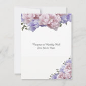 Roze en Paarse Pioen Huwelijksuitnodiging Kaart (Achterkant)