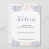 Roze en paarse pioen Verjaardagsfeestje Sweet 16 Kaart (Voorkant)