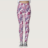 Roze en Paarse pioenen en Rozen Leggings (Voorkant)