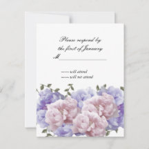 Roze en Paarse Pioenrozen Antwoordkaart