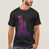 Roze en Paarse piratenschip T-Shirt (Voorkant)