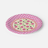 Roze en Paarse Pizza Party Papieren Bordje (Gekanteld)