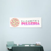 Roze en Paarse Pizzeria Verjaardagsfeestje Spandoek (Beurs)