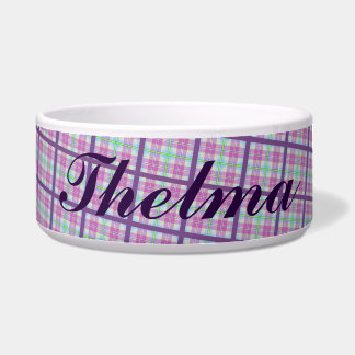 Roze en Paarse Plaid Voerbakje