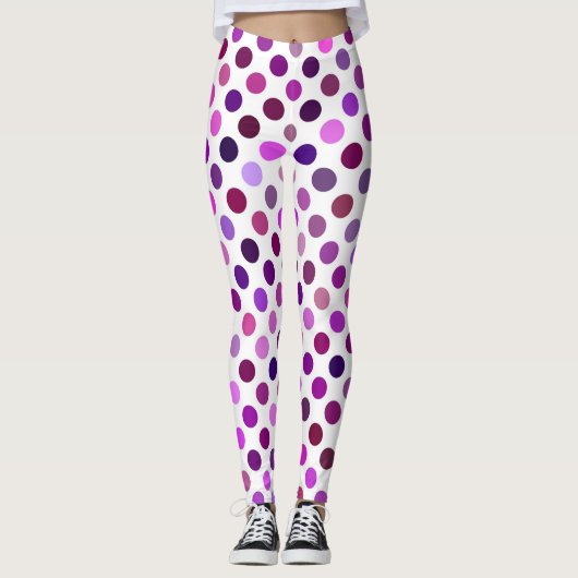 Roze en Paarse poka Dots Leggings (Voorkant)
