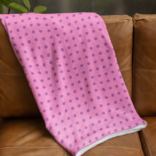 Roze en Paarse pokkendot Fleece Deken