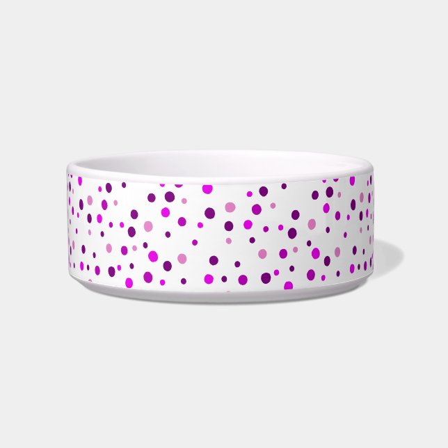 Roze en Paarse Polka Dots Pet Bowls Voerbakje (Voorkant)