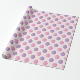 Roze en Paarse polka stippen Cadeaupapier