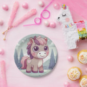 Roze en Paarse Pony in Dreamy Meadow Paper Bord (Feest)