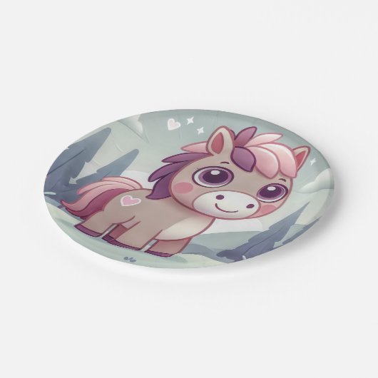 Roze en Paarse Pony in Dreamy Meadow Paper Bord (Gekanteld)