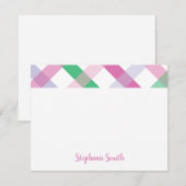 Roze en Paarse Preppy Plaid Persoonlijk Notitiekaartje (Voorkant / Achterkant)
