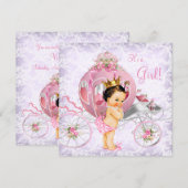Roze en Paarse prinses Baby shower Kaart (Voorkant / Achterkant)