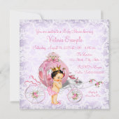 Roze en Paarse prinses Baby shower Kaart (Achterkant)