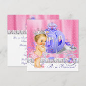 Roze en Paarse prinses Baby shower Kaart (Voorkant / Achterkant)