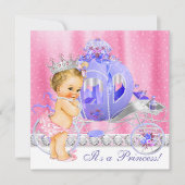 Roze en Paarse prinses Baby shower Kaart (Voorkant)