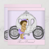 Roze en Paarse prinses Baby shower Kaart (Voorkant / Achterkant)
